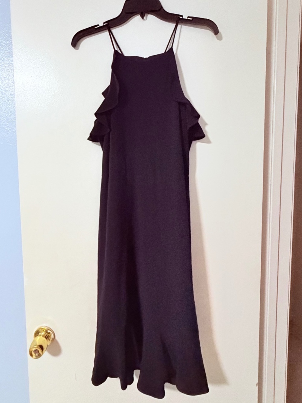 Halston Heritage Black Crepe Halter Dress